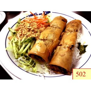 502. BÚN CHẢ GIÒ CHAY - VERMICELLI WITH VEGETARIAN DEEP FRIED SPRING ROLLS( 12 MINUTES)